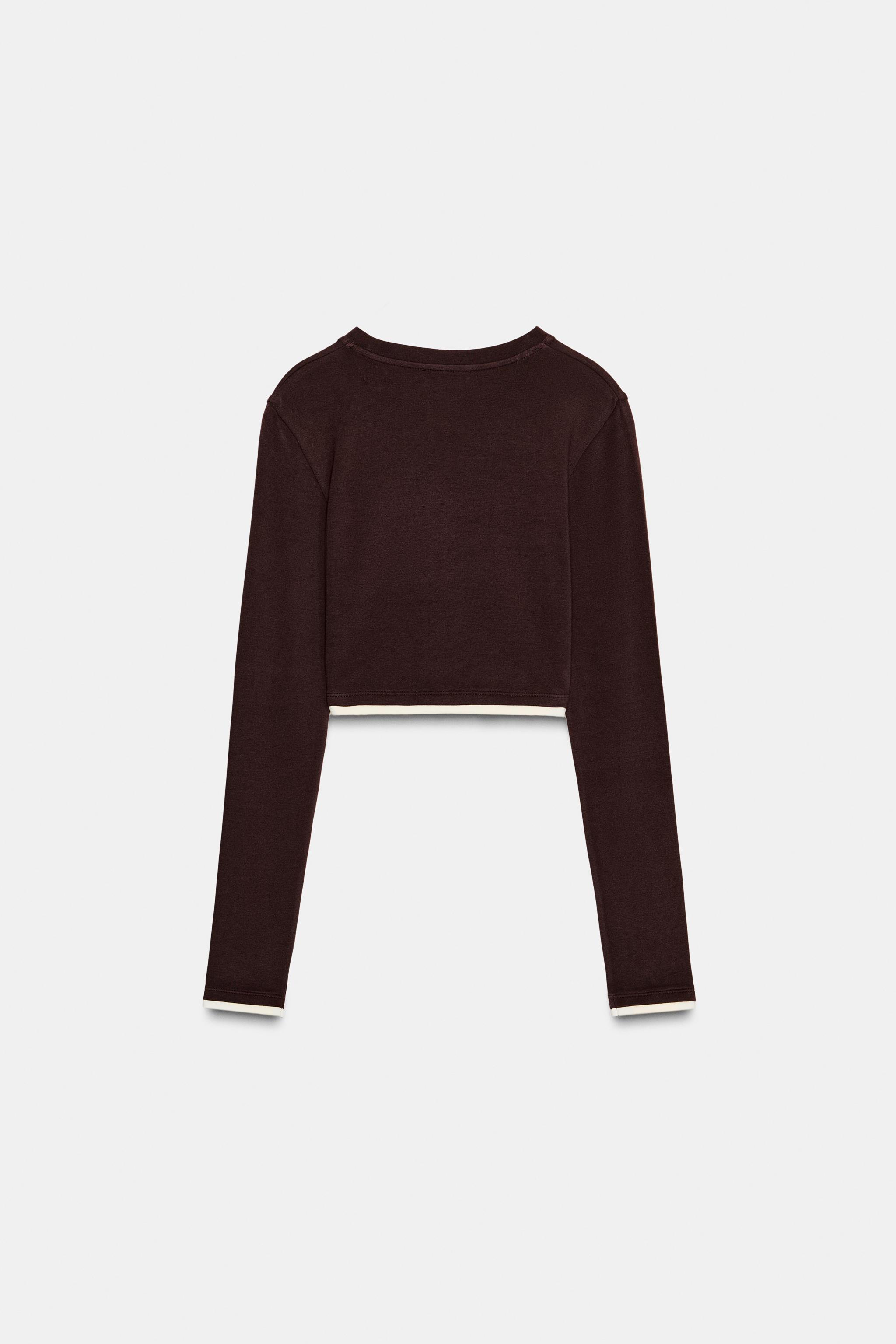 CROPPED DOUBLE EFFECT T-SHIRT